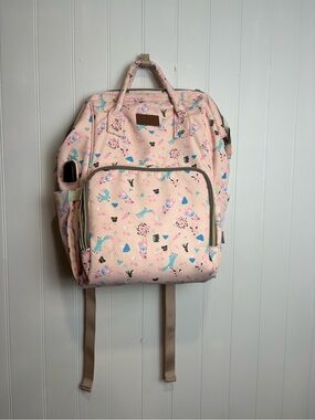 Oranfeul Pink Woodland Print Diaper Bag Backpack Baby Bag Travel Backpack